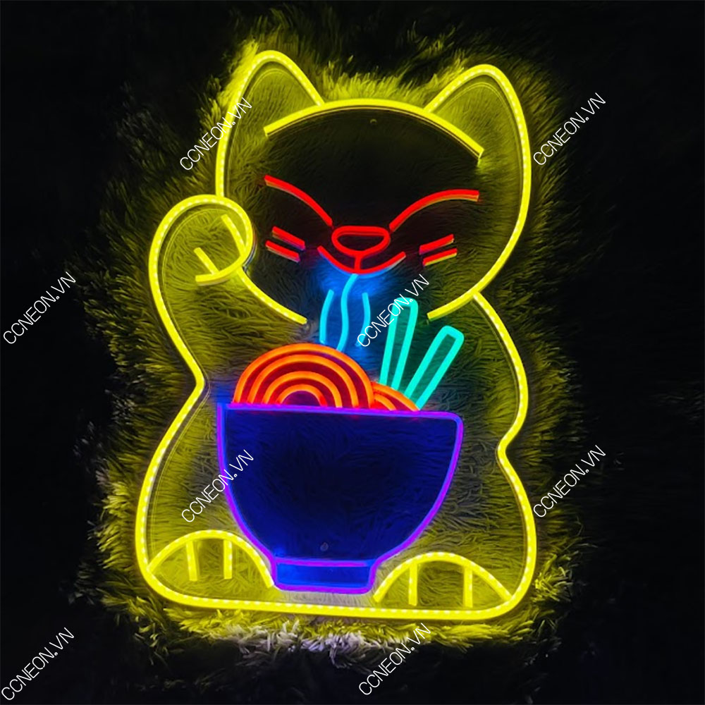 Đèn Led Neon Lucky Cat [Kích thước 52x35 cm] 