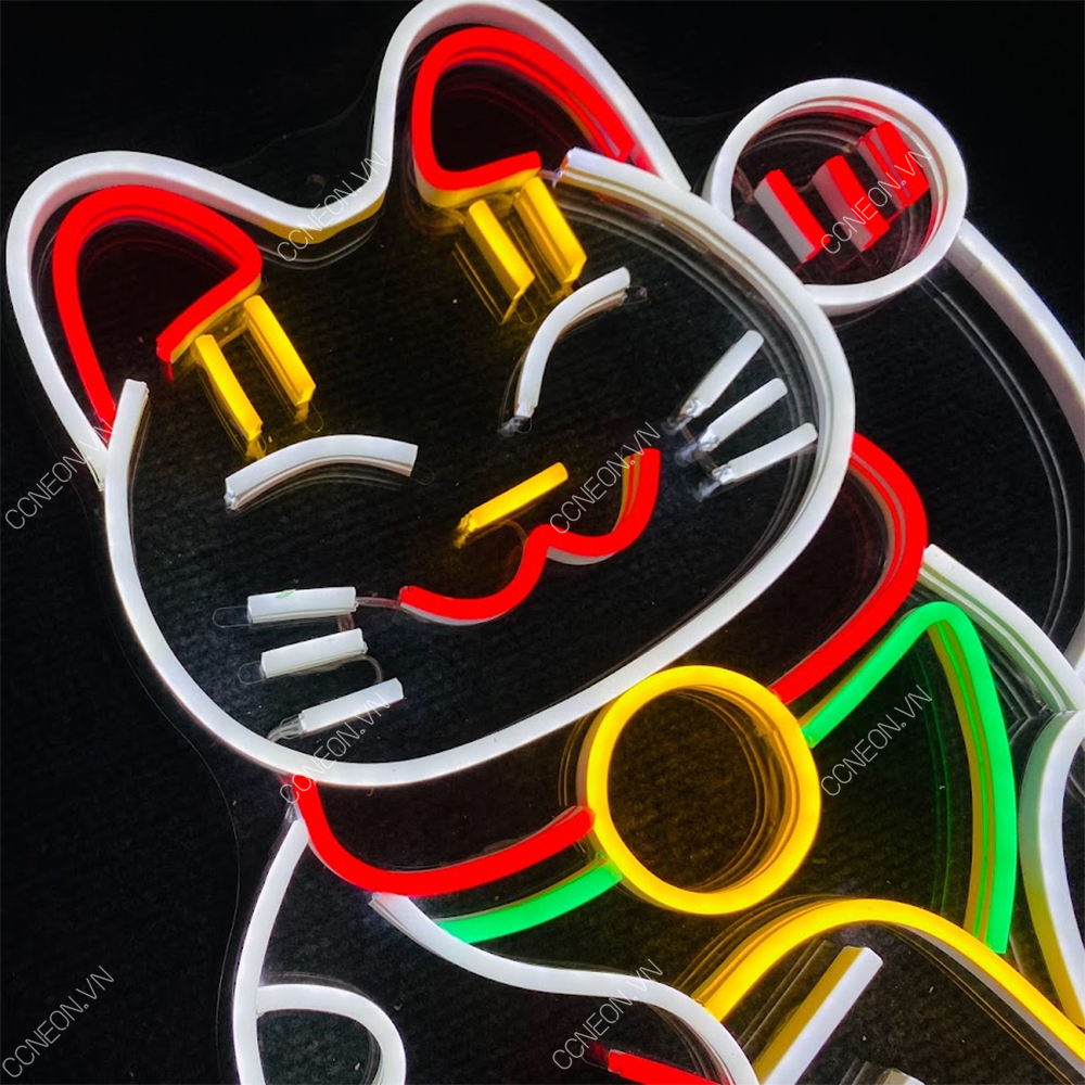 Đèn Trang Trí Led Neon Mèo Thần Tài [ Mẫu 2 ] 