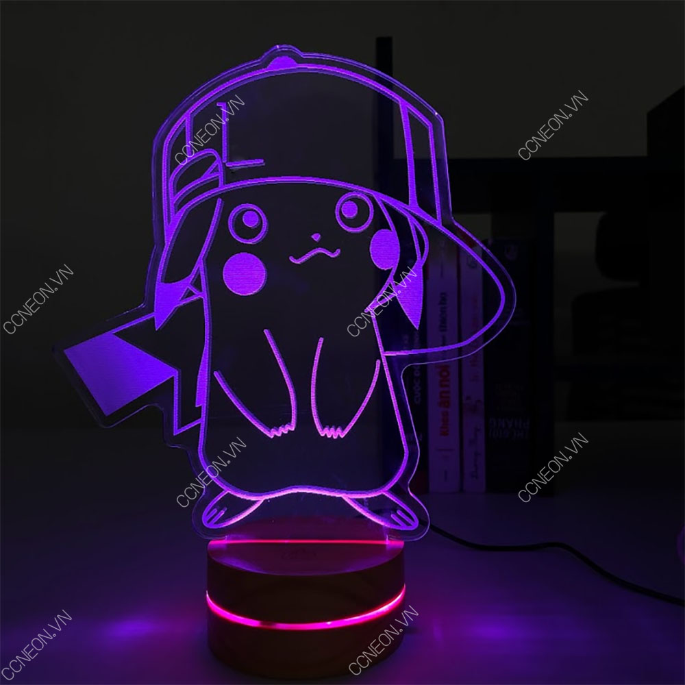 Đèn Led 3D để bàn Pikachu - Đèn Led 3D để bàn Pokemon Đèn led 3d pokemon