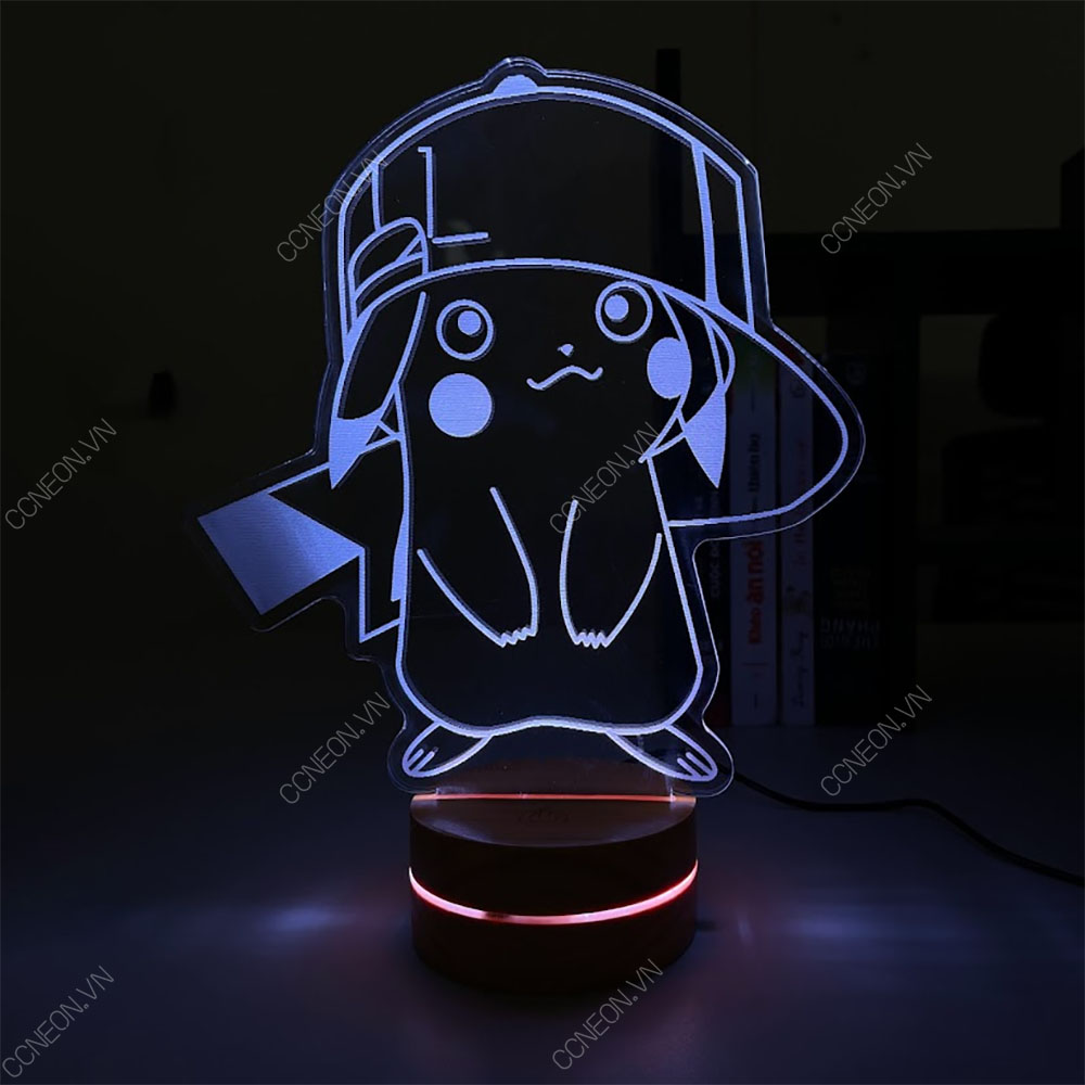 Đèn Led 3D để bàn Pikachu - Đèn Led 3D để bàn Pokemon 