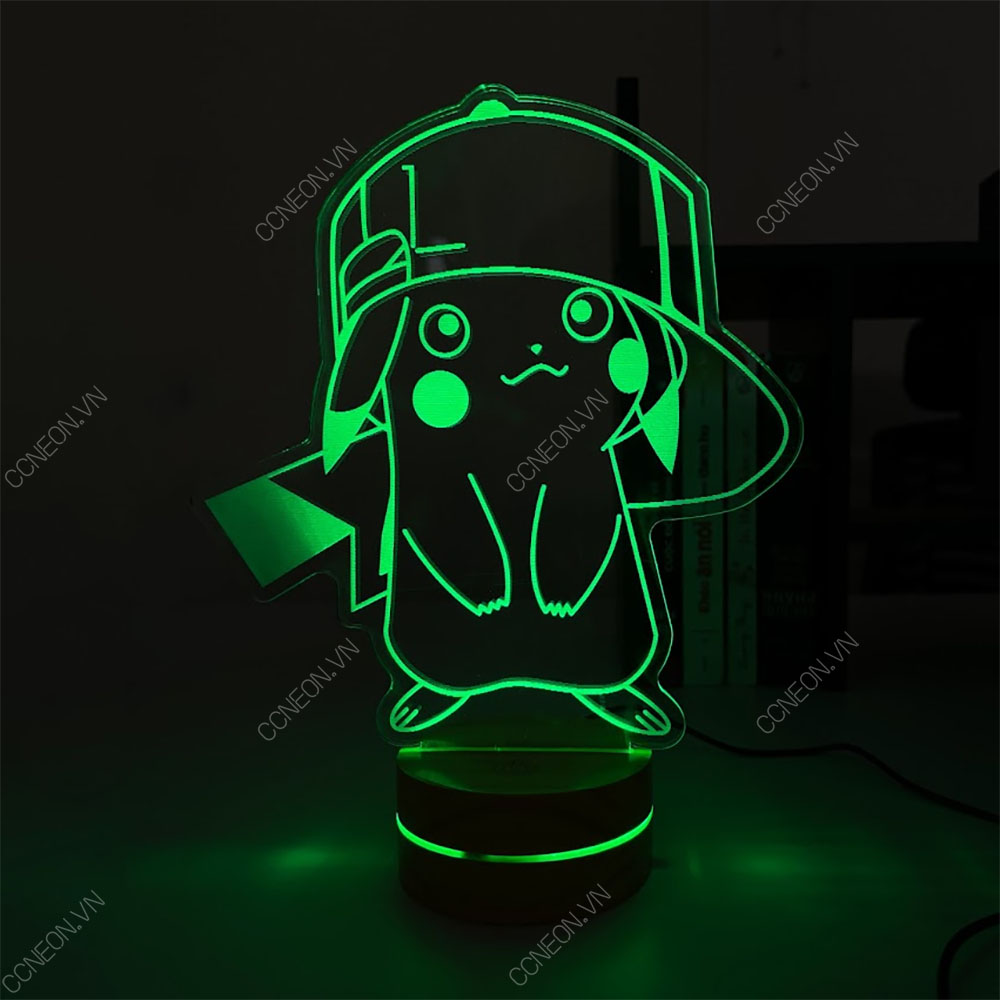 Đèn Led 3D để bàn Pikachu - Đèn Led 3D để bàn Pokemon 