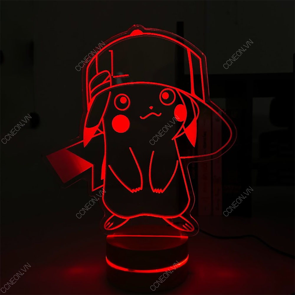 Đèn Led 3D để bàn Pikachu - Đèn Led 3D để bàn Pokemon Đèn led 3d pokemon