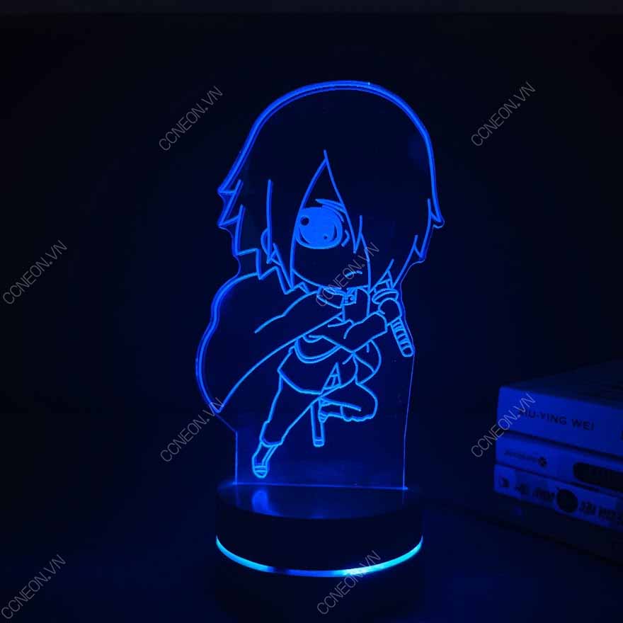 Đèn Led 3D  Sasuke Chibi - Naruto, Đèn Led 16 Màu Hình Nhân Vật Hoạt Hình, Đèn Ngủ Led 3d, Cảm Ứng , Điều Khiển Từ Xa Đèn Led 3d Naruto