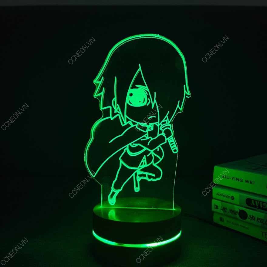 Đèn Led 3D  Sasuke Chibi - Naruto, Đèn Led 16 Màu Hình Nhân Vật Hoạt Hình, Đèn Ngủ Led 3d, Cảm Ứng , Điều Khiển Từ Xa Đèn Led 3d Naruto