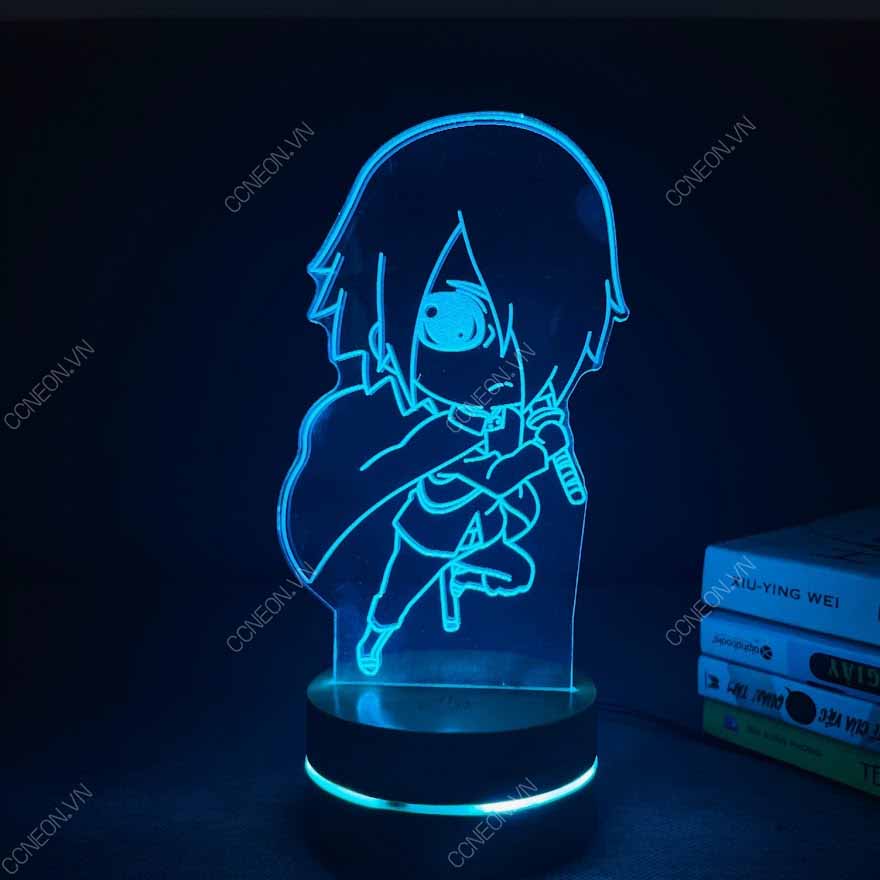 Đèn Led 3D  Sasuke Chibi - Naruto, Đèn Led 16 Màu Hình Nhân Vật Hoạt Hình, Đèn Ngủ Led 3d, Cảm Ứng , Điều Khiển Từ Xa Đèn Led 3d Naruto