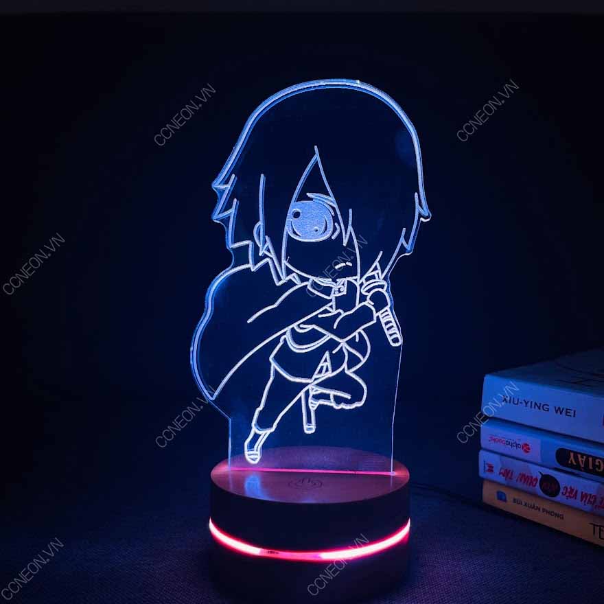 Đèn Led 3D  Sasuke Chibi - Naruto, Đèn Led 16 Màu Hình Nhân Vật Hoạt Hình, Đèn Ngủ Led 3d, Cảm Ứng , Điều Khiển Từ Xa Đèn Led 3d Naruto