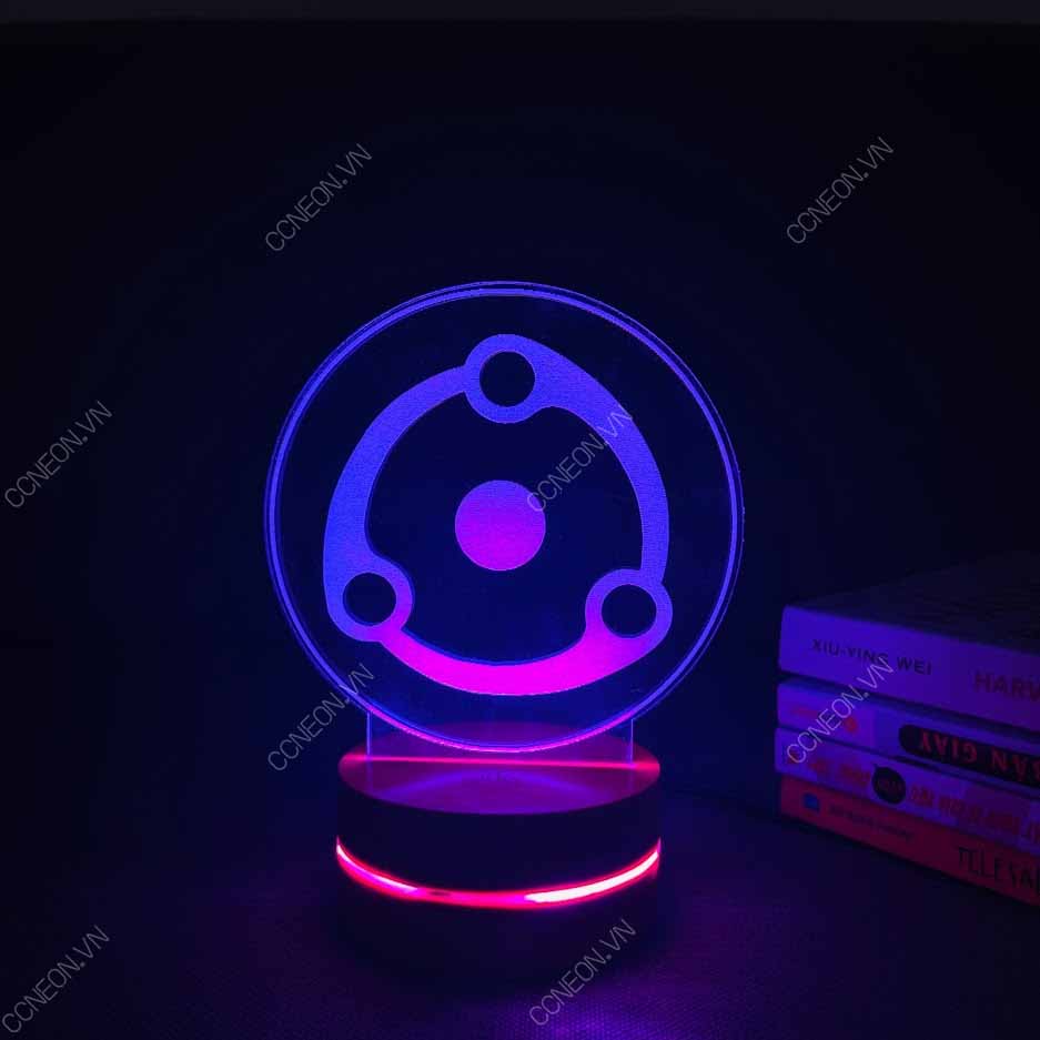 Đèn Led 3D  Sharingan V2- Naruto, Đèn Led 16 Màu Hình Nhân Vật Hoạt Hình, Đèn Ngủ Led 3d, Cảm Ứng , Điều Khiển Từ Xa 