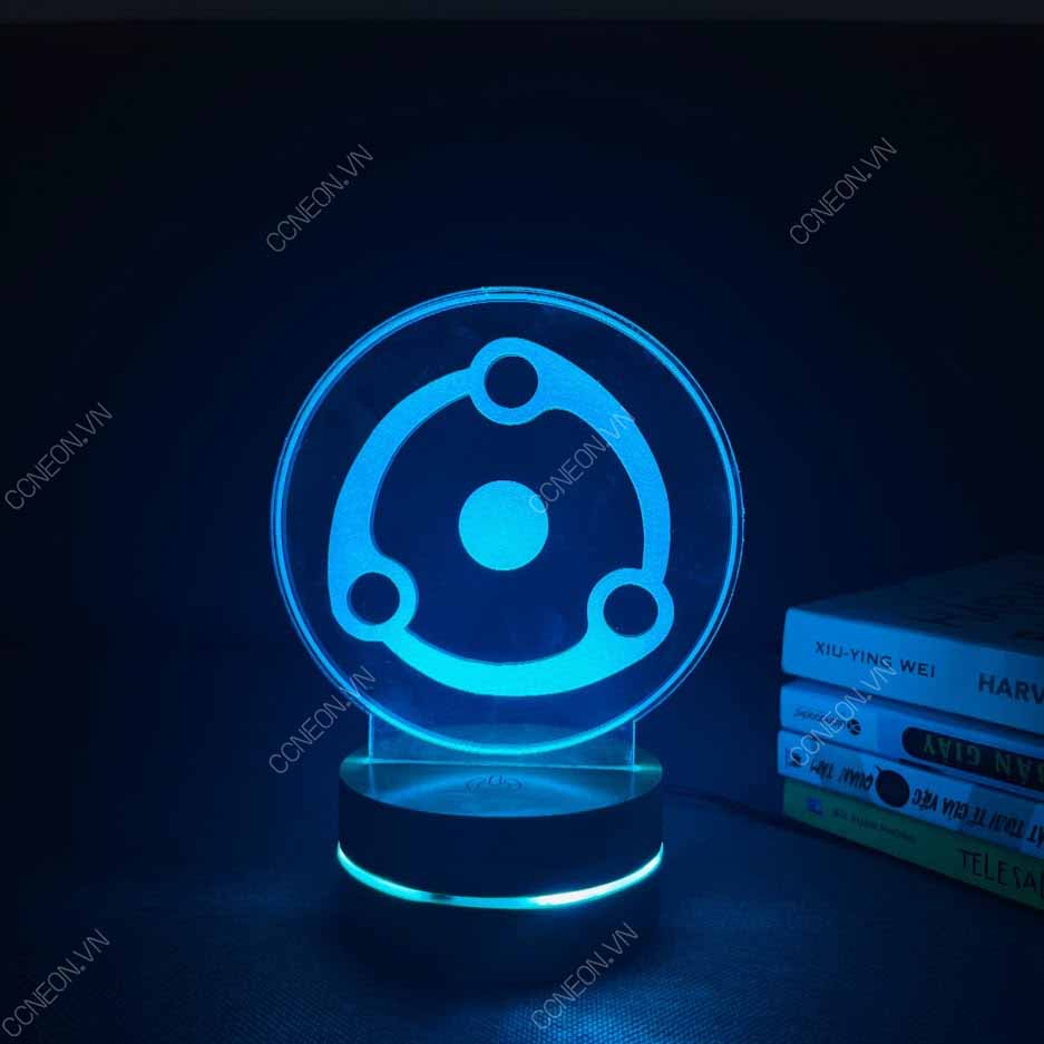 Đèn Led 3D  Sharingan V2- Naruto, Đèn Led 16 Màu Hình Nhân Vật Hoạt Hình, Đèn Ngủ Led 3d, Cảm Ứng , Điều Khiển Từ Xa 