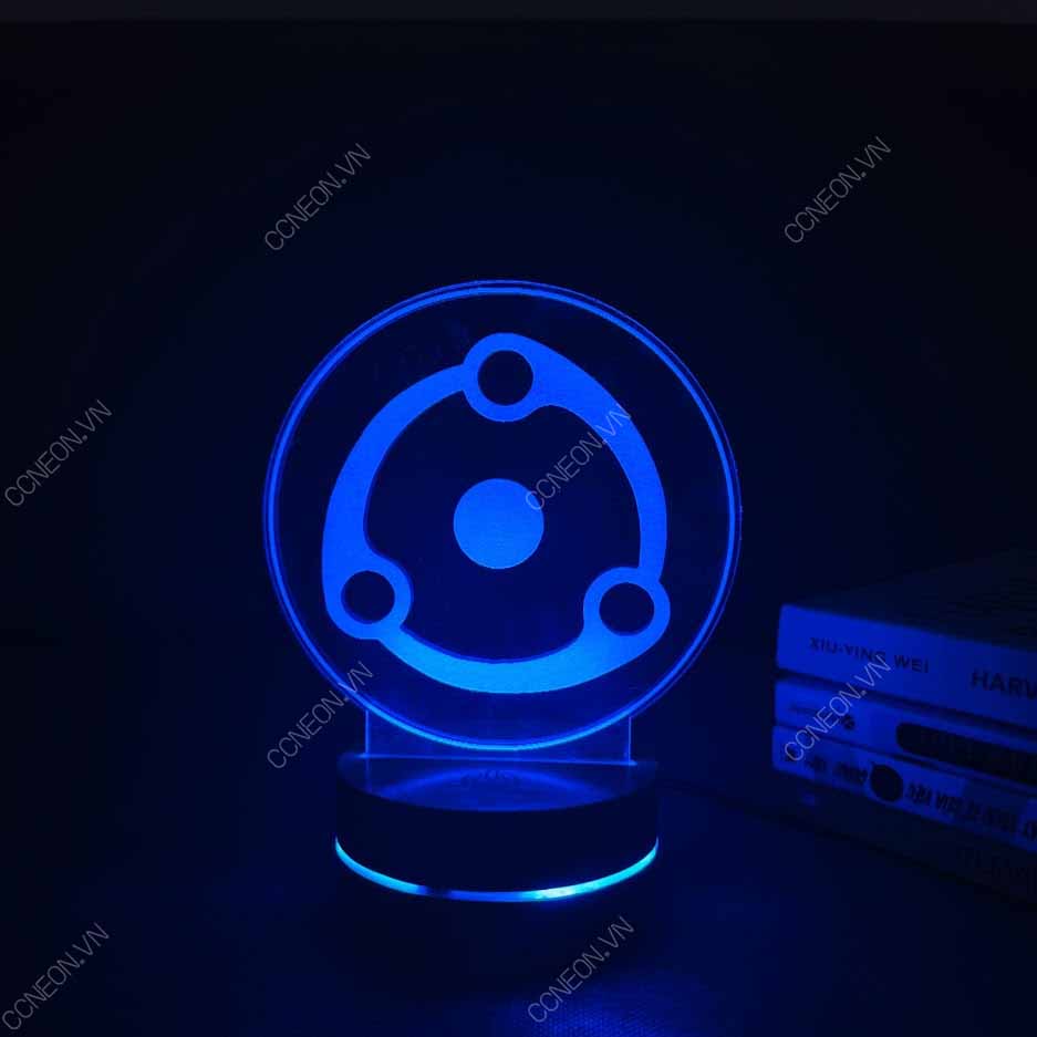 Đèn Led 3D  Sharingan V2- Naruto, Đèn Led 16 Màu Hình Nhân Vật Hoạt Hình, Đèn Ngủ Led 3d, Cảm Ứng , Điều Khiển Từ Xa 
