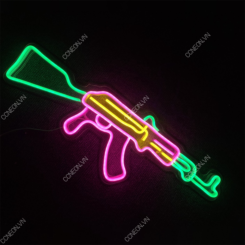 Đèn Trang Trí Phòng Led Neon Sign Súng AK [Kích thước 52x18cm] 