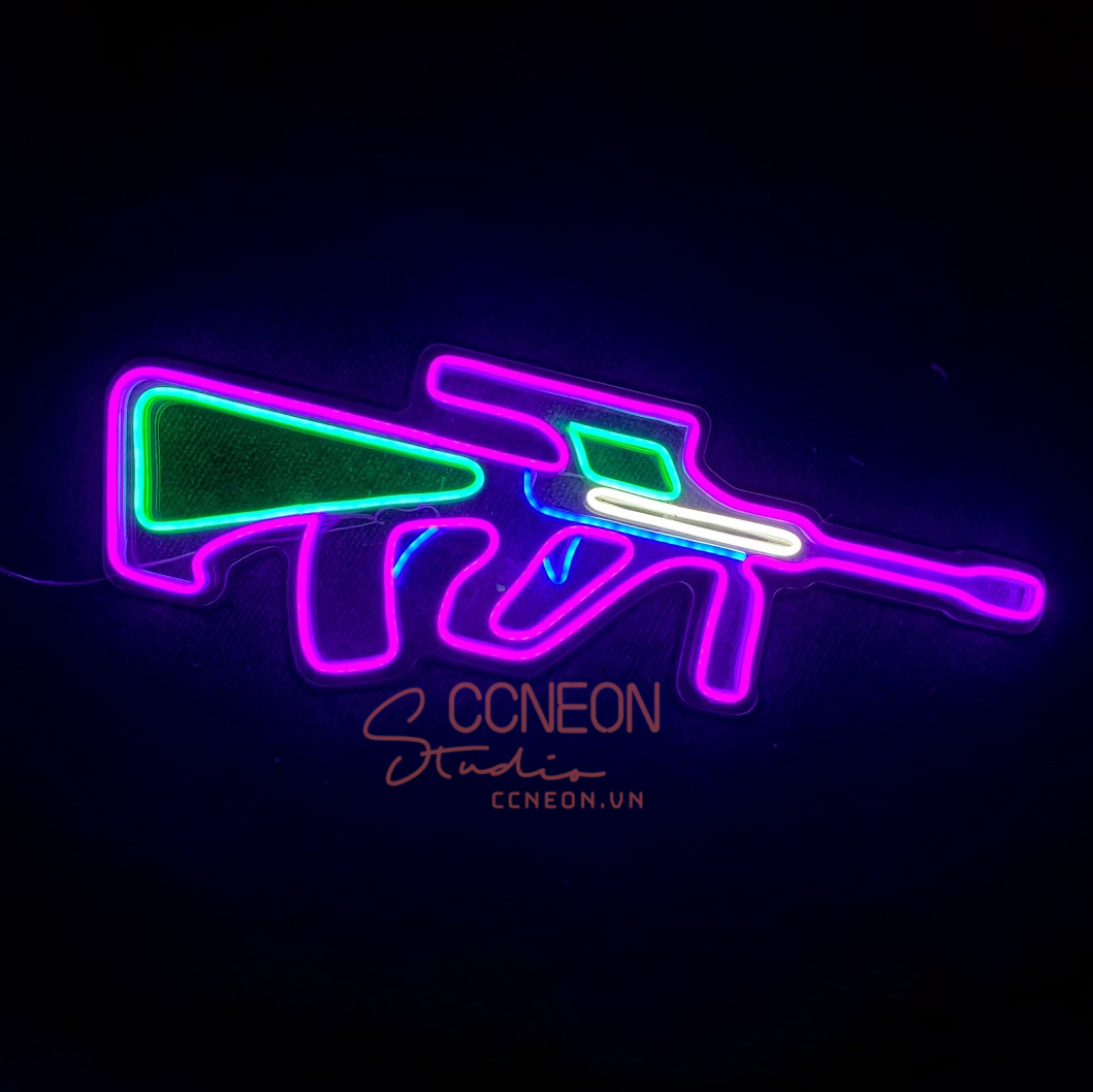 Đèn Trang Trí Led Neon Sign Theo Yêu Cầu - Đèn Led Neon Sign Súng AUG 