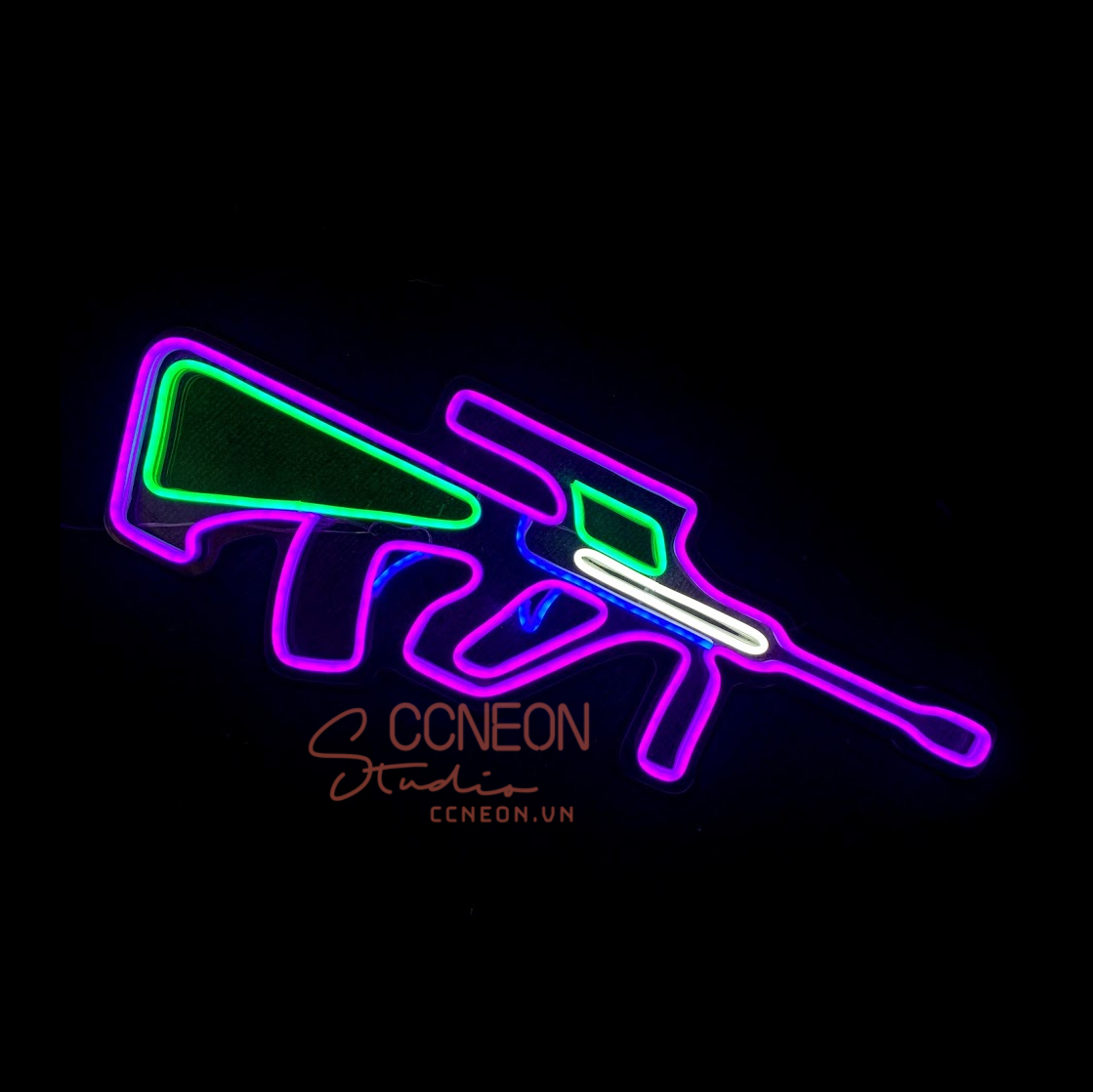 Đèn Trang Trí Led Neon Sign Theo Yêu Cầu - Đèn Led Neon Sign Súng AUG 