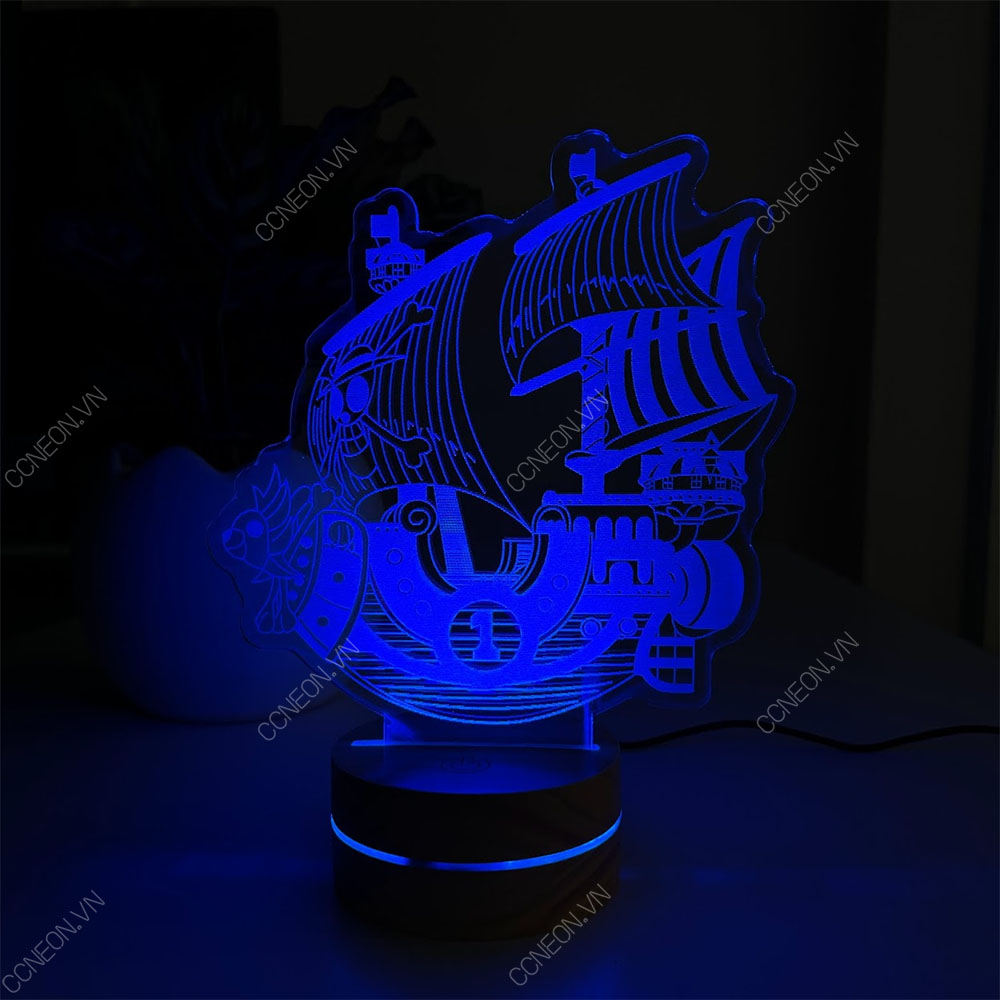 Đèn Led 3D Tàu Thousand Sunny - Đèn Led Onepiece - Đèn Led 16 Màu Hình Nhân Vật Hoạt Hình, Cảm Ứng , Điều Khiển Từ Xa 