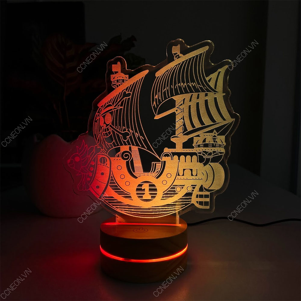 Đèn Led 3D Tàu Thousand Sunny - Đèn Led Onepiece - Đèn Led 16 Màu Hình Nhân Vật Hoạt Hình, Cảm Ứng , Điều Khiển Từ Xa 