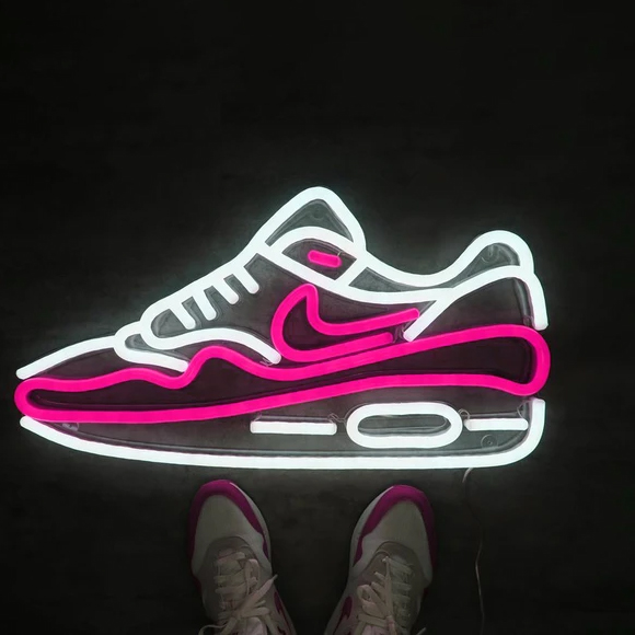 Đèn Trang Trí Led Neon Giày Air Max 1 Hồng và Trắng 
