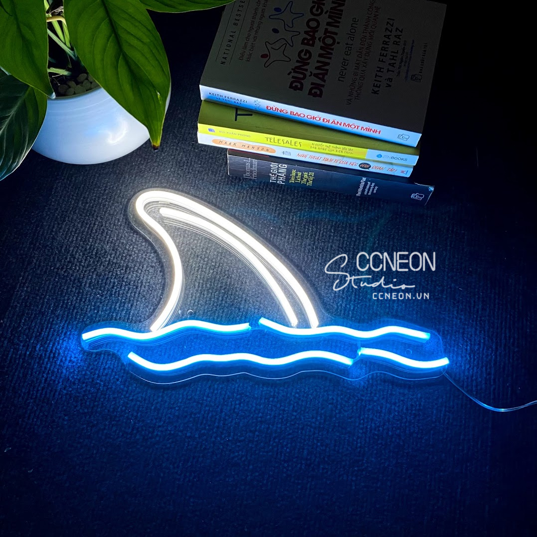 Đèn Trang Trí Phòng Led Neon Sign Theo Yêu Cầu - Đèn Led Neon Sign Hình Vây Cá Mập 