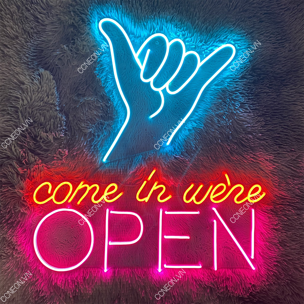 Đèn Trang Trí Led Neon Come In Were OPEN - Đèn Led Neon Cho Tiệm Cafe 