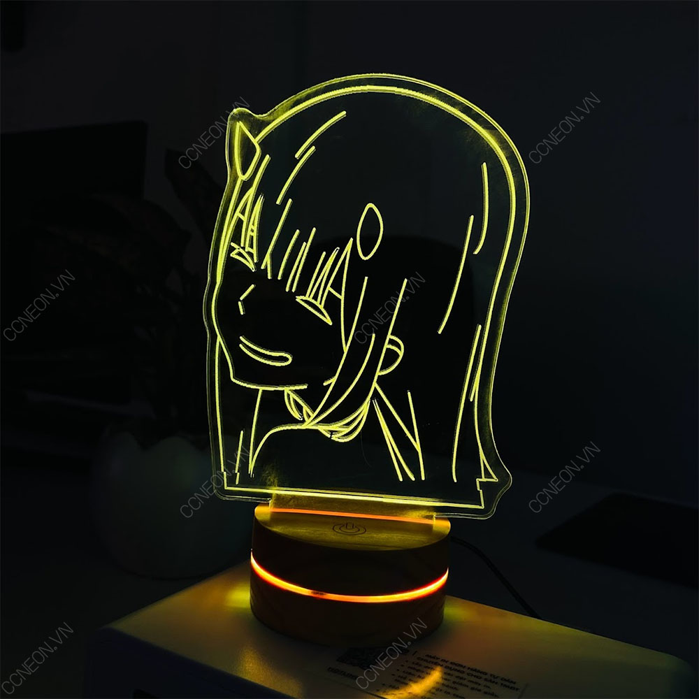 Đèn Led 3D Zero Two- Đèn Led 16 Màu Hình Nhân Vật Hoạt Hình, Đèn Ngủ