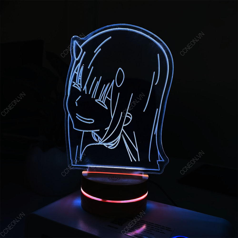 Đèn Led 3D Zero Two- Đèn Led 16 Màu Hình Nhân Vật Hoạt Hình, Đèn Ngủ ...