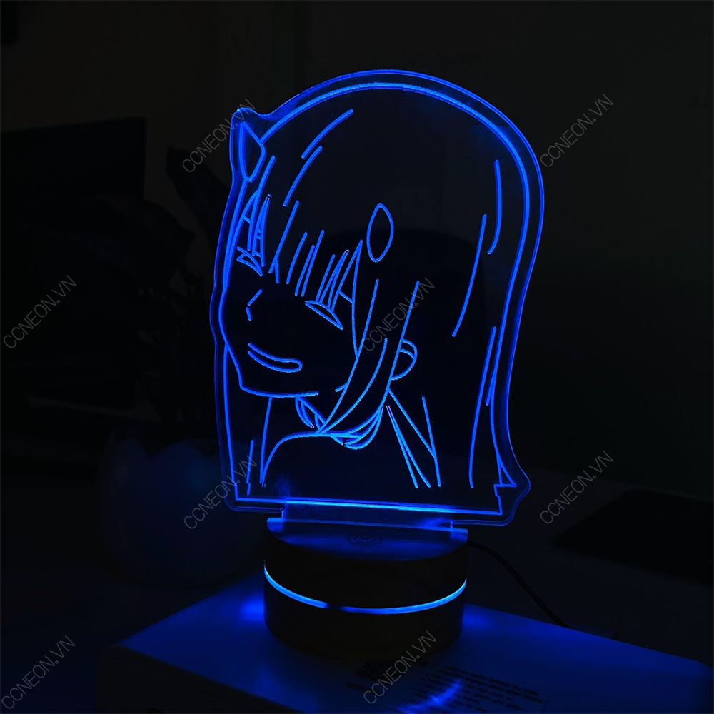 Đèn Led 3D Zero Two- Đèn Led 16 Màu Hình Nhân Vật Hoạt Hình, Đèn Ngủ Led 3d, Cảm Ứng , Điều Khiển Từ Xa 