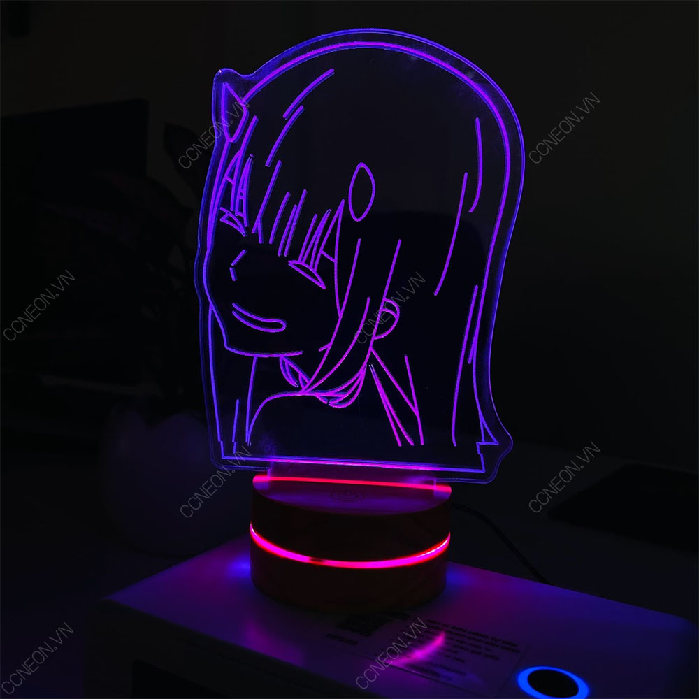 Đèn Led 3D Zero Two- Đèn Led 16 Màu Hình Nhân Vật Hoạt Hình, Đèn Ngủ Led 3d, Cảm Ứng , Điều Khiển Từ Xa 