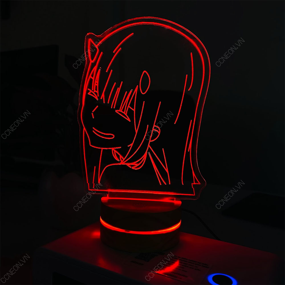 Đèn Led 3D Zero Two- Đèn Led 16 Màu Hình Nhân Vật Hoạt Hình, Đèn Ngủ ...