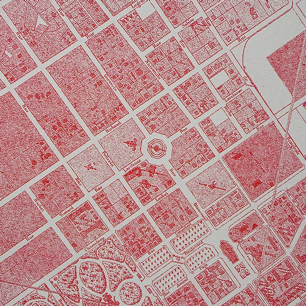 Tranh Riso A3 "Sài Gòn Map Red"