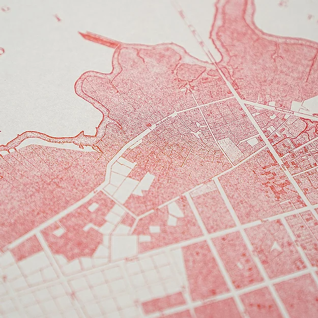 Tranh Riso A3 "Sài Gòn Map Red"