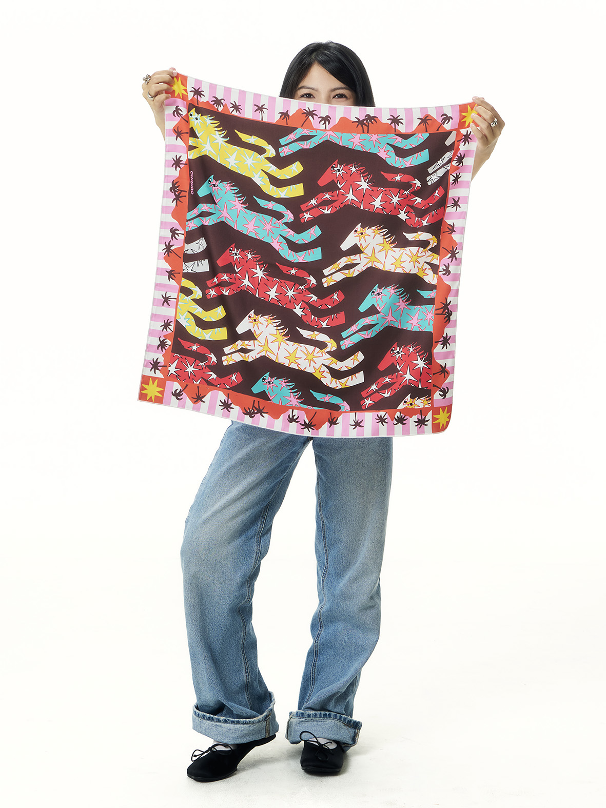 Khăn Bandana Lụa Horse Stars