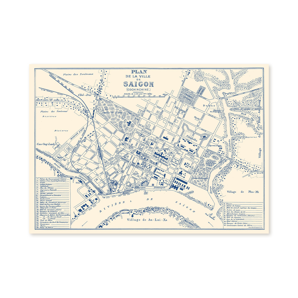 Tranh Riso A3 "Sài Gòn Map Blue"