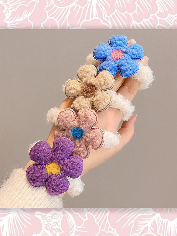 DÂY BUỘC TÓC CAO SU BỌC LÔNG CỪU HÌNH HOA