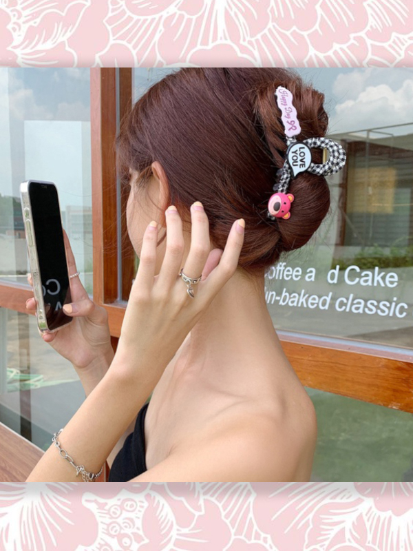 KẸP TÓC 2 MẶT HÌNH GẤU / CÁ MẬP / DÂU TÂY