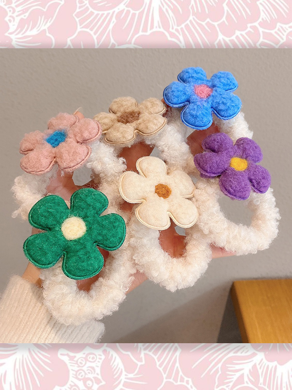 DÂY BUỘC TÓC CAO SU BỌC LÔNG CỪU HÌNH HOA