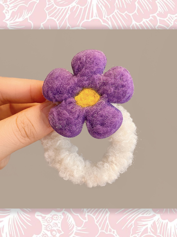 DÂY BUỘC TÓC CAO SU BỌC LÔNG CỪU HÌNH HOA