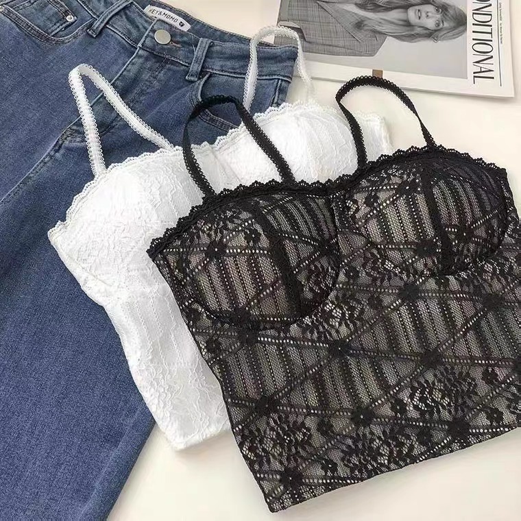 ÁO BRA REN DÁNG CROPTOP LƯNG BO CHUN CO GIÃN