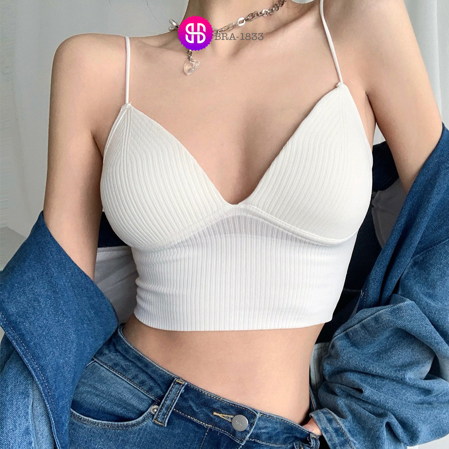 ÁO BRA CROPTOP NỮ 2 DÂY MẢNH CỔ V CÓ ĐỆM NGỰC [BRA-1833]