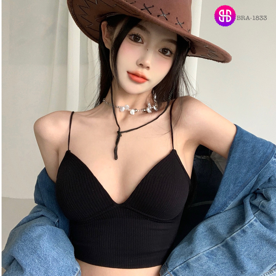 ÁO BRA CROPTOP NỮ 2 DÂY MẢNH CỔ V CÓ ĐỆM NGỰC [BRA-1833]
