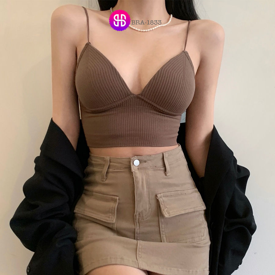ÁO BRA CROPTOP NỮ 2 DÂY MẢNH CỔ V CÓ ĐỆM NGỰC [BRA-1833]
