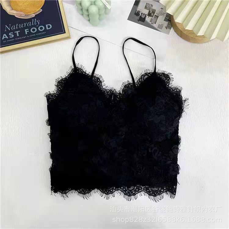ÁO BRA REN HOA HỒNG 3D DÁNG CROPTOP [BRA-3135]