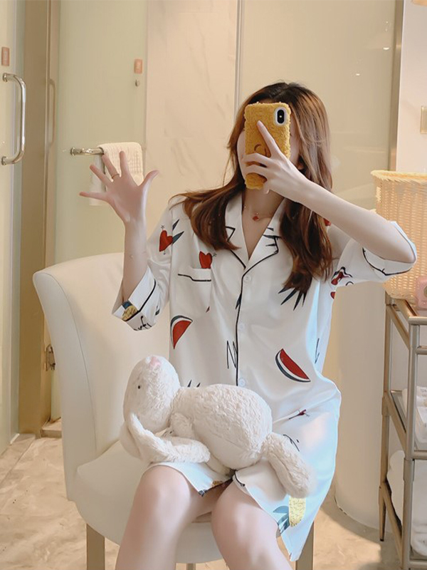 ĐẦM NGỦ SƠ MI HOẠ TIẾT DỄ THƯƠNG NHIỀU MÀU