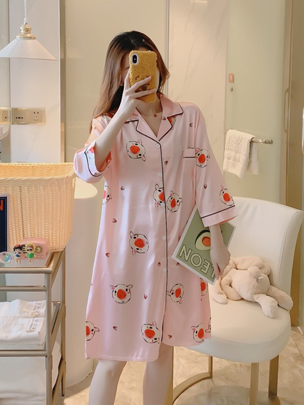 ĐẦM NGỦ SƠ MI HOẠ TIẾT DỄ THƯƠNG NHIỀU MÀU