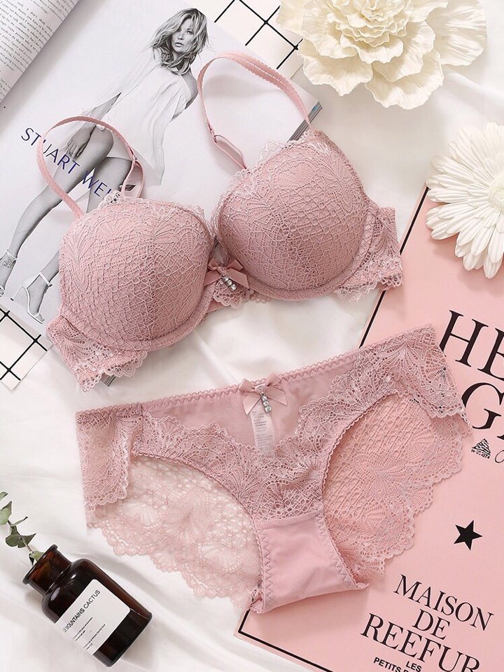 BỘ ĐỒ LÓT MOUSE KÉP PHỐI REN ĐÍNH ĐÁ #1723