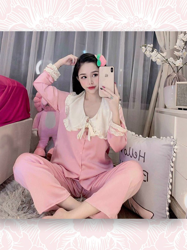 BỘ NGỦ LỤA PYJAMA TAY DÀI TIỂU THƯ CAO CẤP