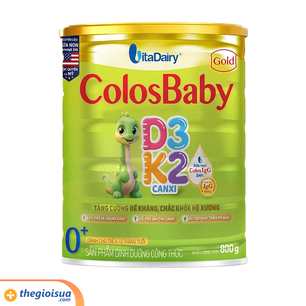 Sữa bột công thức Colosbaby Gold D3K2 0+ 800g - S