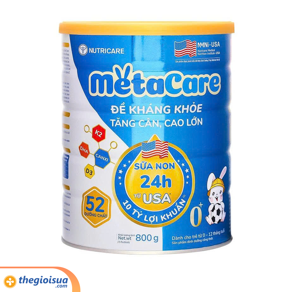 Sữa bột Nutricare Metacare 0+ 800g (Xanh) từ 0-12 tháng