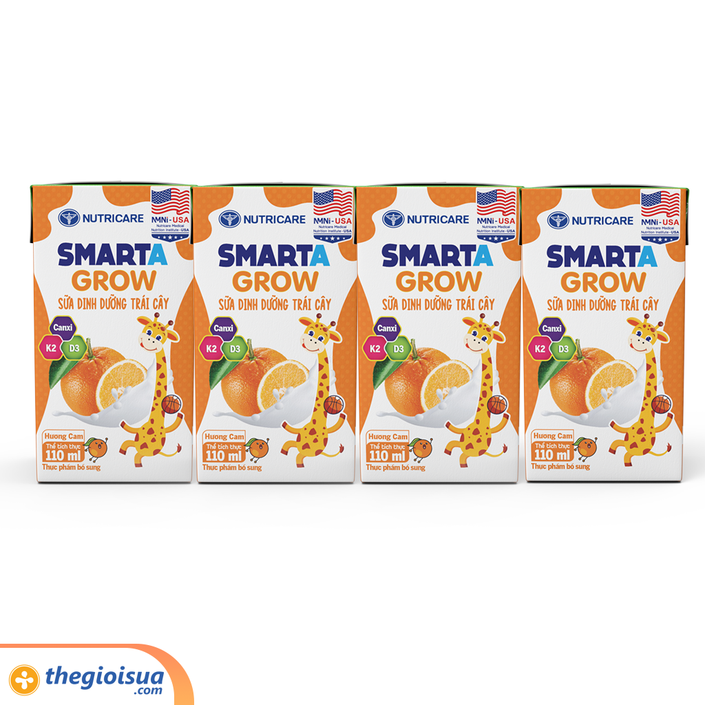Sữa dinh dưỡng trái cây Smarta Grow hương cam 4x110ml