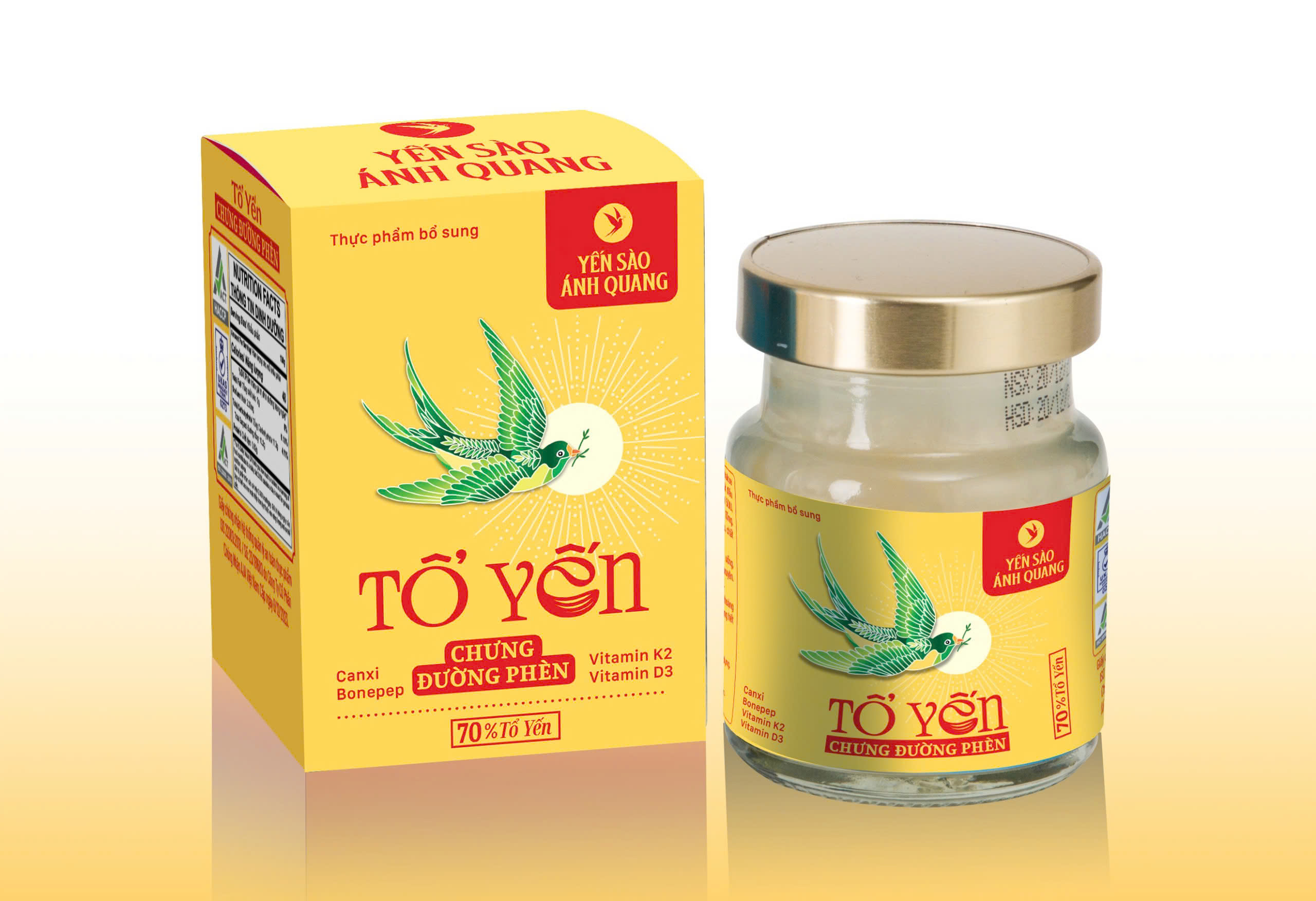 Yến sào Ánh Quang - Tổ yến chưng đường phèn 70% 70ml