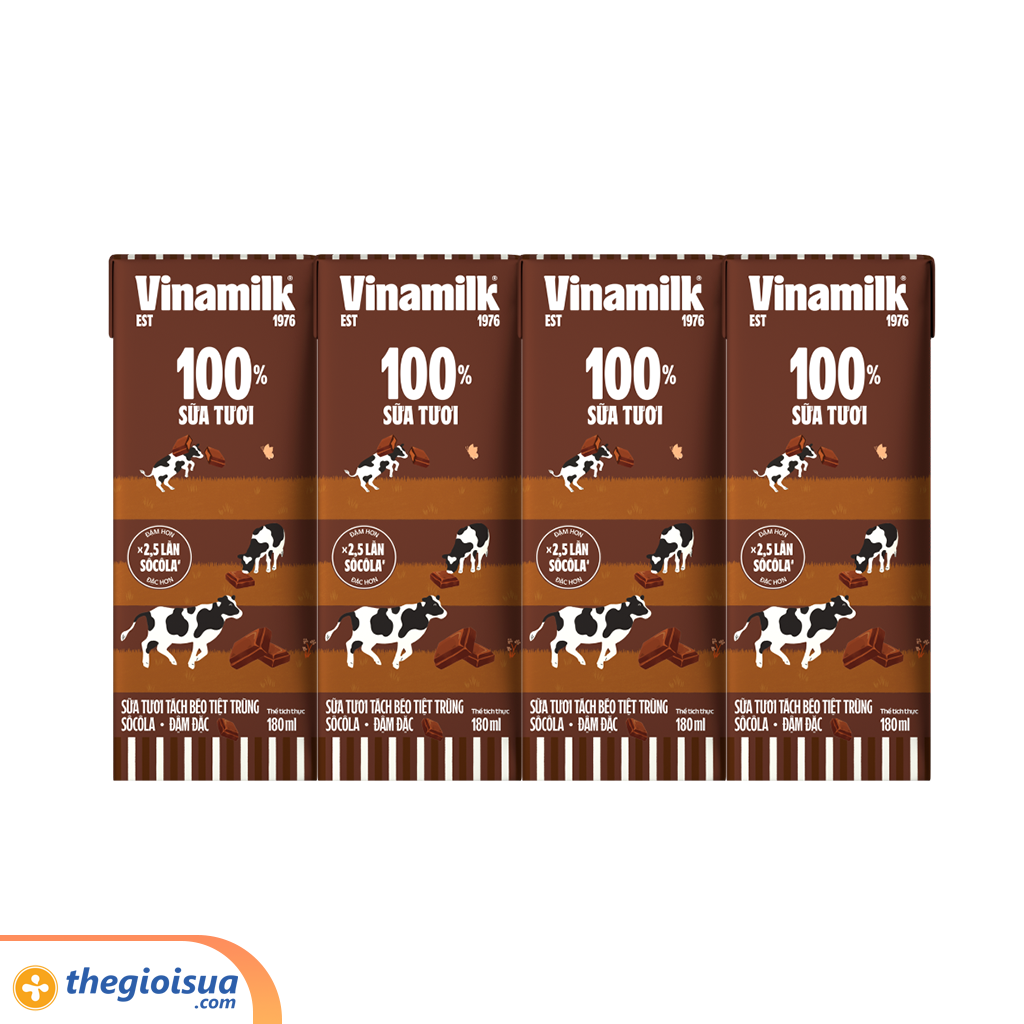 Sữa tươi Vinamilk tiệt trùng tách béo sôcôla 180ml