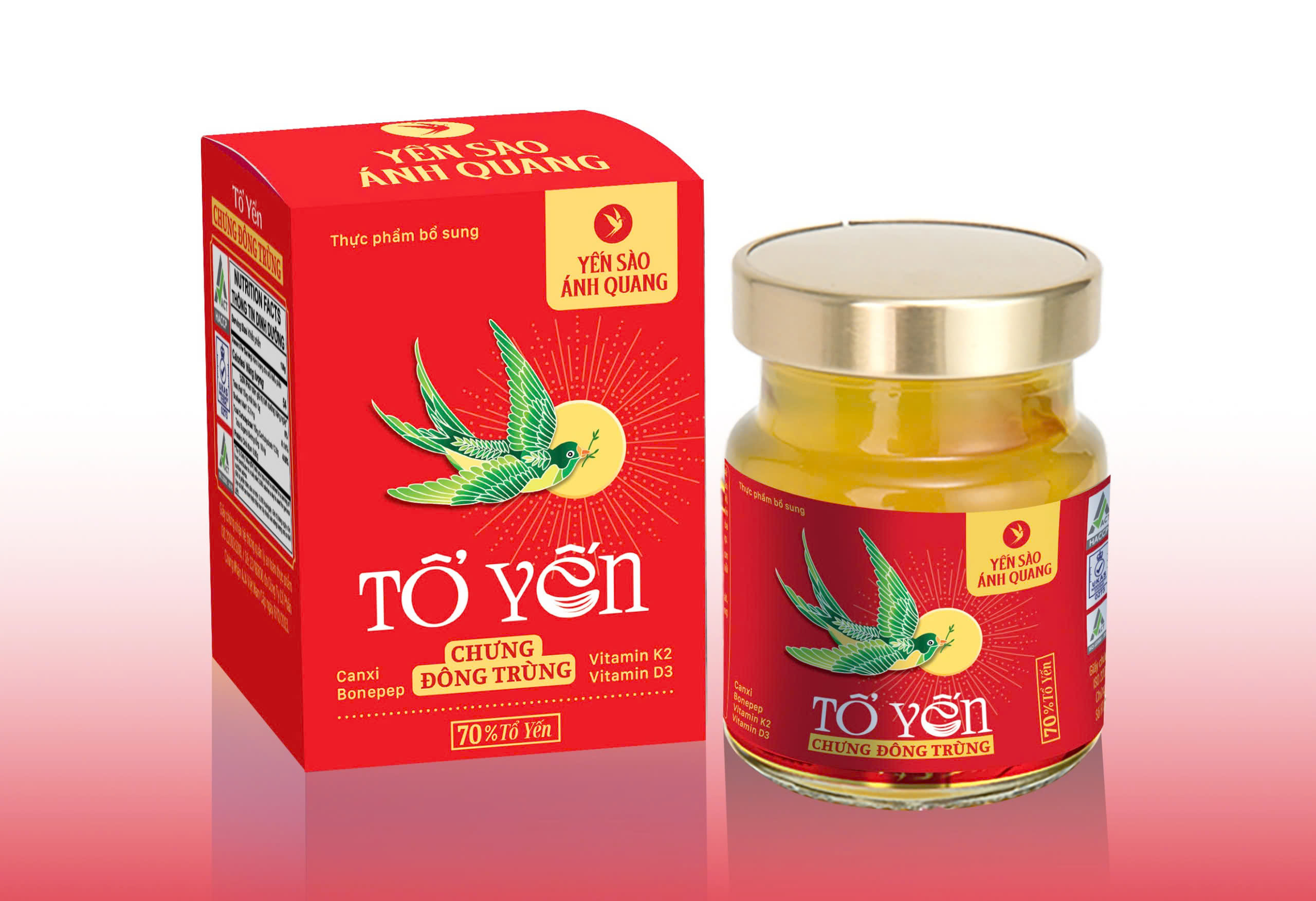 Yến sào Ánh Quang - Tổ yến chưng đông trùng 70% 70ml