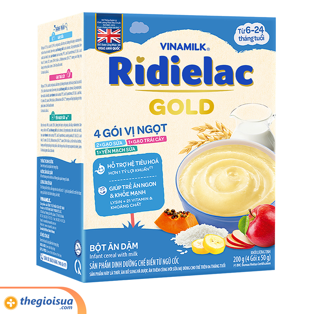Bột Ăn Dặm Ridielac Gold 4 gói 3 vị ngọt 4*50g